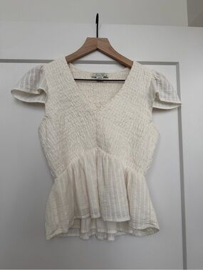 American Eagle Ivory Peplum blouse